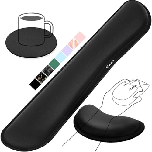 Gimars Upgrade Enlarge Silky and Superfine Fabric Gel Memory Foam Keyboard Wrist Rest Set, Ergonomic Keyboard…
