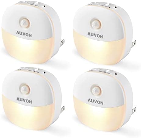 AUVON Plug in Night Light with Motion Sensor and Dusk to Dawn Sensor, Mini Warm White LED Nightlight with 1-50 lm Adjustable…