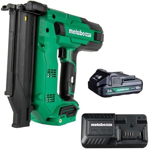 Metabo HPT 18V MultiVolt Compact Cordless Brad Nailer Kit, 18 Gauge Nailer with Power Tool 2.0Ah Lithium Ion Battery, Drives 5/8"…