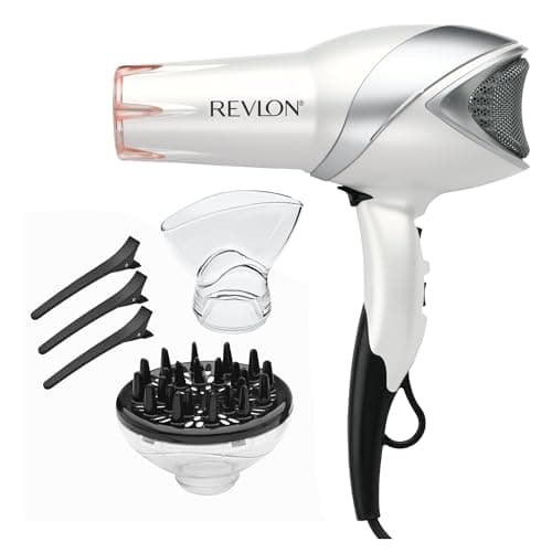REVLON Infrared Ionic Hair Dryer with Diffuser & Concentrator, 2 Speed Settings, Blow Dryer with Tourmaline…