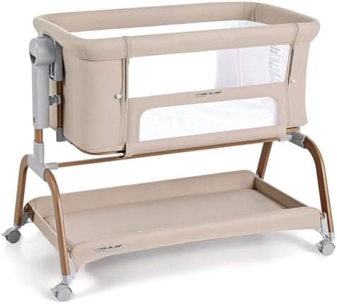 ANGELBLISS 3 in 1 Baby Bassinet, Rocking Bassinets Bedside Sleeper with Comfy Mattress and Wheels, 6 Height Adjustable Easy…
