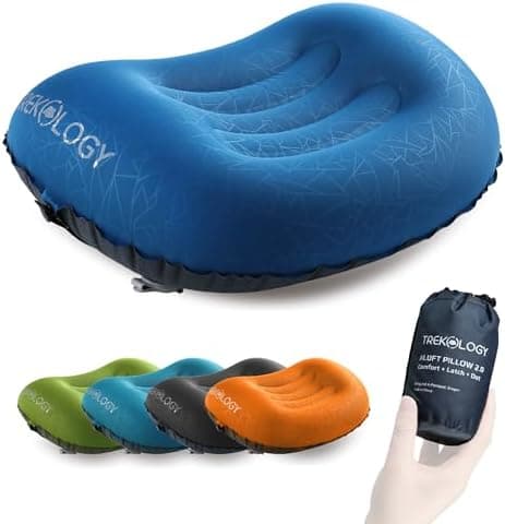TREKOLOGY Ultralight Inflatable Camping Travel Pillow - ALUFT 2.0 Compressible, Compact, Comfortable…