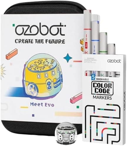 Ozobot Evo Entry Kit: Interactive STEM Coding Robot for Kids Ages 5+, Screen-Free Learning with Color Code Markers, Blockly…