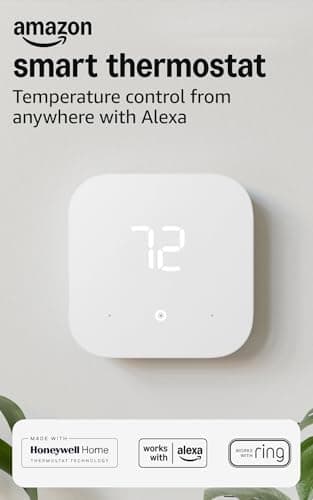 Amazon Smart Thermostat – Save money and energy - Works with Alexa and Ring - C-wire required ECOLOGO ECOLOGO
