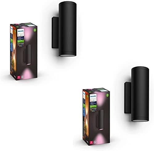 Philips Hue Appear Outdoor Smart Wall Light, Black - White and Color Ambiance LED Color-Changing Light - 2 Pack - Requires Hue…