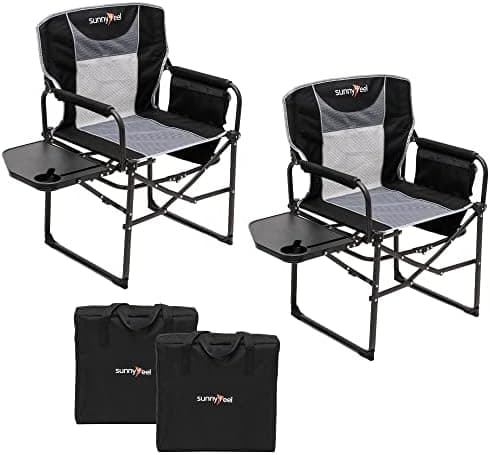 SUNNYFEEL Camping Directors Chair, Heavy Duty,Oversized Portable Folding Chair with Side Table…