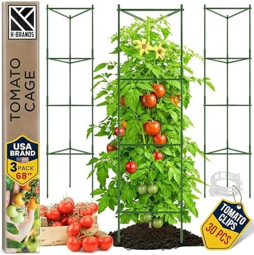 K-Brands Tomato Cage - Tomatoes Plant Stakes Support Cages Trellis for Garden and Pots (3 Pack…