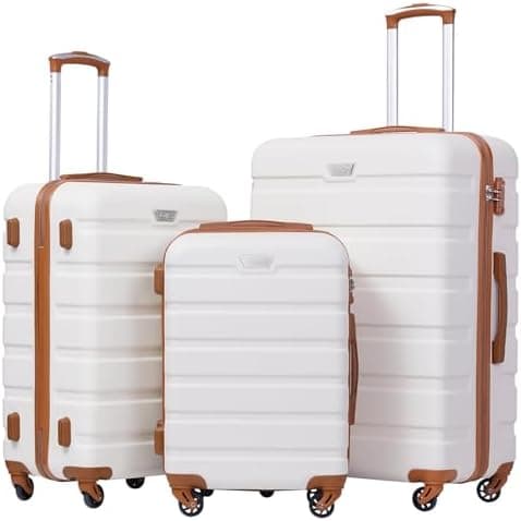 Coolife Luggage 3 Piece Set, Lightweight Durable Hardshell Suitcase set with 360° Spinner Wheels…