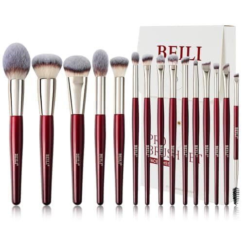 BEILI Makeup Brushes 15Pcs Professional Eyeshadow Brush Set Premium Synthetic Makeup Brushes for Liquid, Cream & Powder Eyeshadow