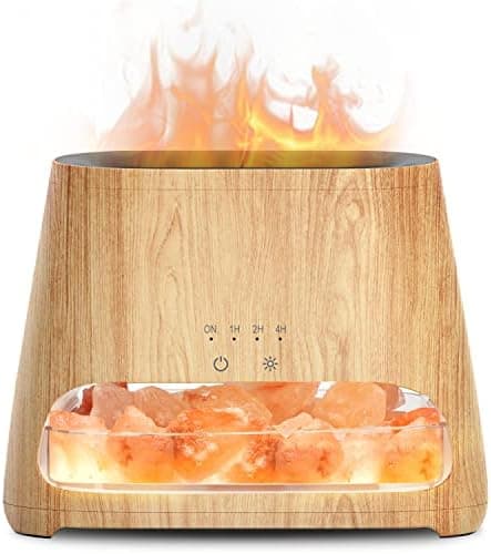 SALKING 2-in-1 Ultrasonic Essential Oil Diffuser & Himalayan Salt Lamp, Aromatherapy Diffuser Cool Mist…