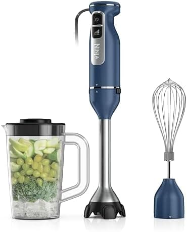 Ninja Immersion Blender and Whisk, Hand Stick Blender, 4 Speeds, with SplatterShield and PanProtect, 4-Cup…
