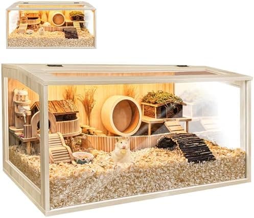 Hamster Cage Chewproof, Large Hamster Cages and Habitats, Openable Top with Acrylic Sheets, Solid…