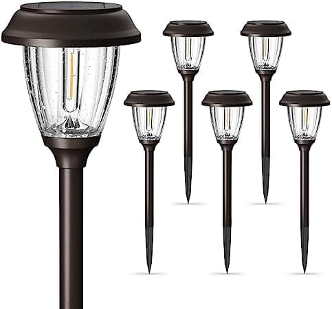 XMCOSY+ Solar Pathway Lights Outdoor, Glass & Stainless Steel Garden…