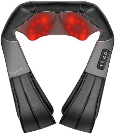 Nekteck Shiatsu Neck Massager with Heat for Pain Relief Deep Tissue, 2026 Upgraded 3D Back Shoulder…