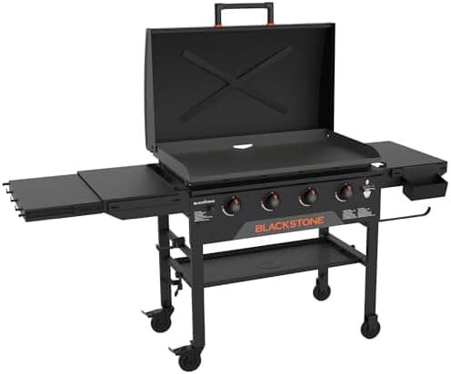 BLACKSTONE Original 36" Griddle, Portable Outdoor Grill with Built-In Hood, Black - Includes Extendable Side Shelves and Caster…