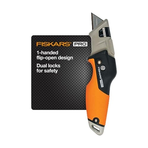 Fiskars Pro Retractable Folding Utility Knife, Box Cutter with Long-Lasting CarbonMax Razor Blade…