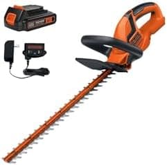 BLACK+DECKER 20V MAX Cordless Hedge Trimmer, Battery and Charger Included, 22 Inch Steel Blade Lightweight Bush Trimmer, Soft…