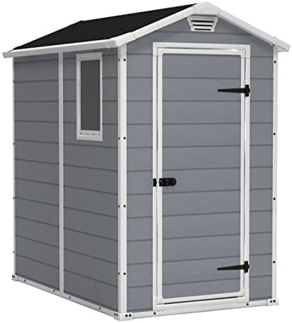 Keter Manor 4x6 Resin Outdoor Storage Shed Kit-Perfect to Store Patio Furniture, Garden Tools Bike…