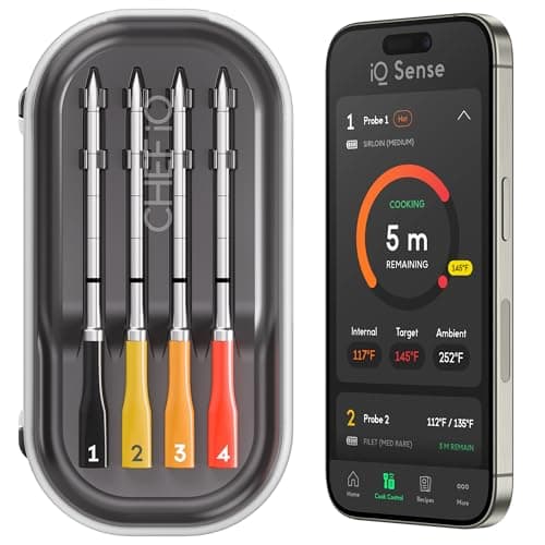 CHEF iQ Sense | Smart Wireless Meat Thermometer | 4 Ultra-Thin Probes | WiFi Unlimited Range | 1000°F Heat…