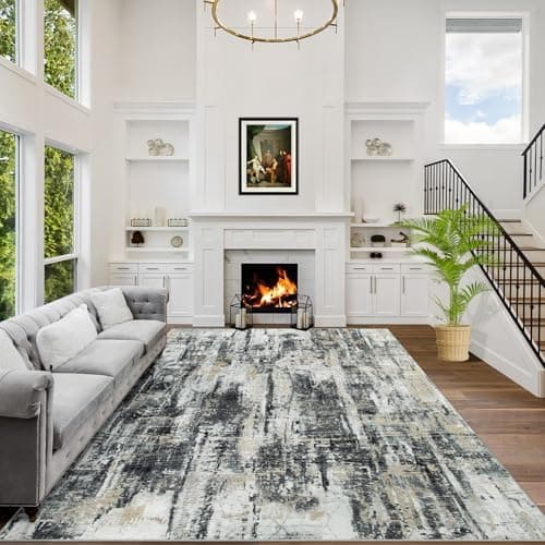 8x10 Area Rugs Washable Rug: Large Modern Abstract Living Room Rug Soft Anti-Skid Thin Carpet Indoor Floor Non-Shedding Carpets…