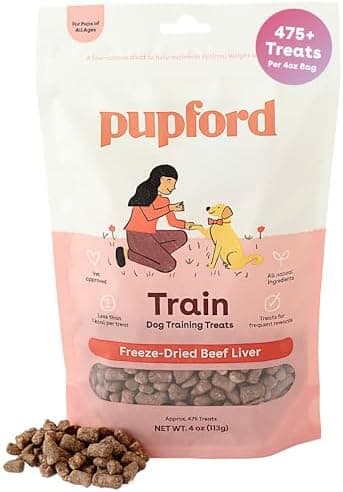 Pupford Freeze Dried Training Treats for Dogs & Puppies, 475+ Three Ingredient Bites (Beef Liver, 4 oz)