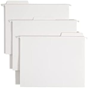 SMEAD FasTab Hanging File Folder, 1/3-Cut Built-in Tab, Letter Size, White, 20 per Box (64002)