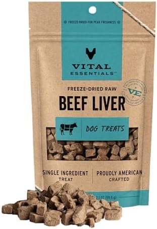 Vital Essentials Freeze Dried Dog Treats | Beef Liver, Single Ingredient | Premium Quality | Grain…