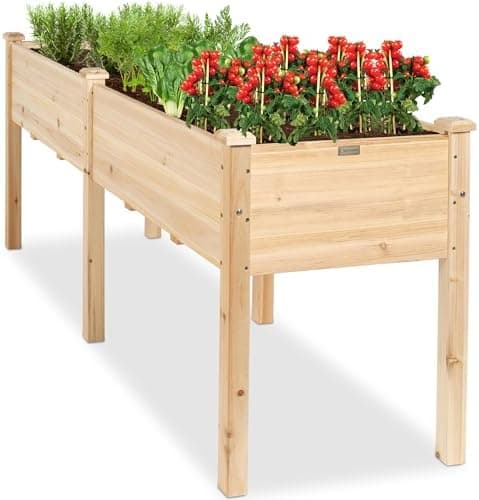 Best Choice Products 72x24x30in Raised Garden Bed, Elevated Wood Planter Box Stand for Backyard, Patio, Balcony w/Divider Panel…