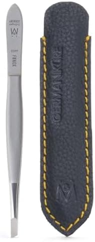 GERMANIKURE Slanted Tweezers in Leather Case - Made in Solingen Germany