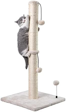 MECOOL 34” Tall Cat Scratching Post Premium Basics Kitten Scratcher Sisal Scratch Posts Trees with Hanging Ball for Indoor Cats…