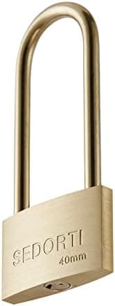 SEDORTI Weather Proof Lock, Solid Brass Padlock with Brass Long Shackle, 1-1/2" Wide, Light Duty Small Marine…