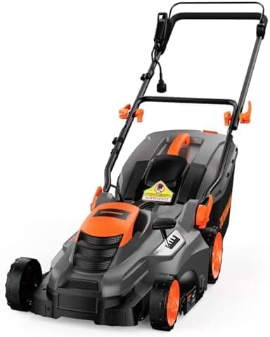 DOVAMAN 13Amp 16" Lawn Mower, 98% Collection, 13.2-Gallon Bag, 5-Position Height Adjustment, 3-Step Quick Vertical Fold Storage…