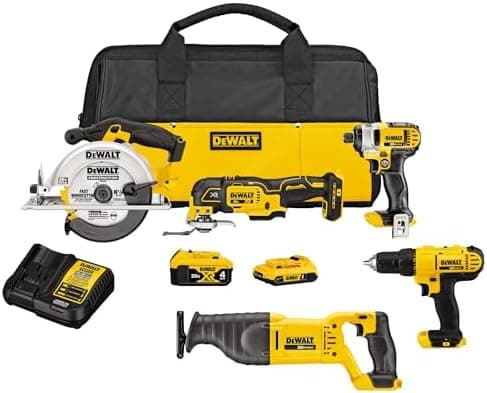 DEWALT Tools 5 Tool Power Tool Combo Kit, Cordless Drill Impact Driver Saw Oscillating Multi-tool Set with 20V MAX Battery and…