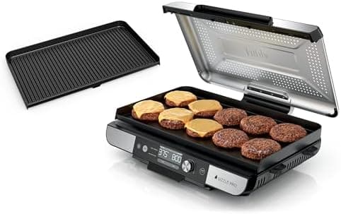 Ninja Sizzle Pro XL 20-Inch Indoor Griddle + Grill, Detachable Ventilated Lid, Grease Control, Ceramic Nonstick Plates, Even Edge…
