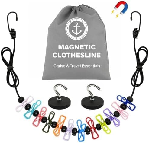 Magnetic Travel Clothesline - Cruise Ship Essentials & Must Haves 2026 - Stretches to 12ft Retractable Laundry Drying Line with…