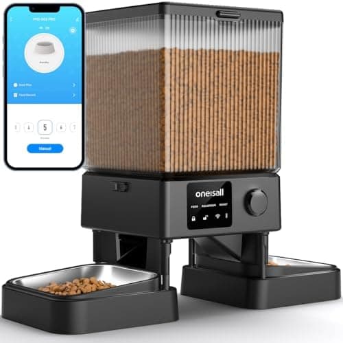 oneisall Automatic Cat Feeder with 5G WiFi, Automatic Cat Food Dispenser for 2 Cats Small Pets, 20 Cups/5L Timed Dry Food…