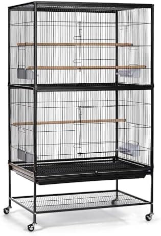Prevue Pet Products Steel Bird Flight Cage with Wheels - Large Birdcage for Parakeets, Canaries, Finches, Cockatiels, Lovebirds…