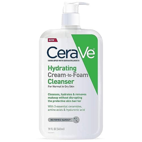 CeraVe Hydrating Cream To Foam Cleanser, Makeup Remover Face Wash For Dry Skin, Foaming Facial Cleanser With Hyaluronic Acid…
