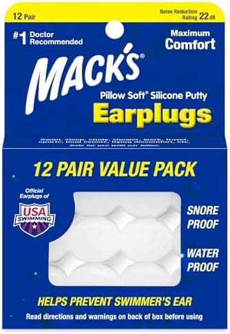 Mack's Pillow Soft Silicone Earplugs, 12 Pair – The Original Moldable Silicone Putty Ear Plugs for Sleeping…