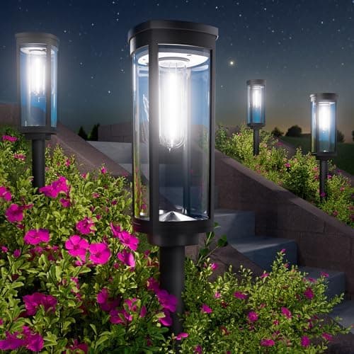 BITPOTT Bright Solar Pathway Lights Outdoor, 8 Pack Solar Garden Lights for Outside Waterproof IP65, Auto On/Off Outdoor Light…