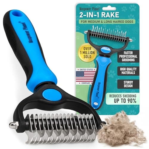 Maxpower Planet Original Pet Grooming Rake - Double-Sided Deshedding Dematting Tool, Undercoat Rake for Dogs & Cats, Extra-Wide…