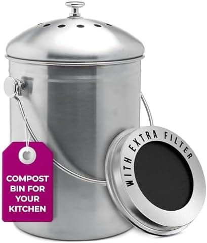 EPICA Countertop Compost Bin Kitchen | 1.3 Gallon | Odorless Composting Bin with Carbon Filters | Indoor Compost Bin with Lid |…