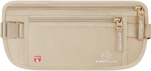 Alpha Keeper Money Belt for Travel Hidden Under Clothes – RFID Blocking Passport Holder & Slim Waist Wallet Pouch for Women &…