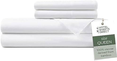 Hotel Sheets Direct 4 Piece Bed Sheet Set Queen Size, 100% Viscose Derived from Bamboo Sheets Set with 2 Pillowcases, Cooling &…