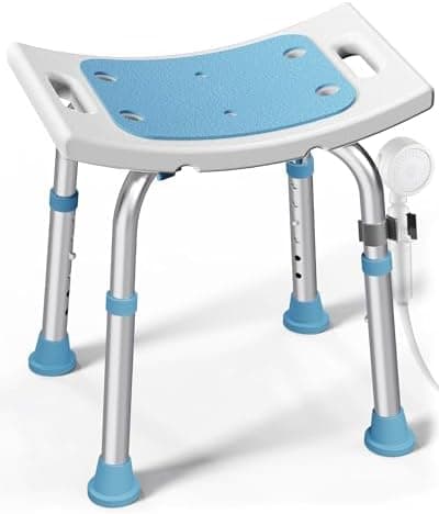 HOMLAND Shower Chair for Inside Shower, 400 lbs Adjustable Shower Stool with Suction Feet, Shower Seat for…