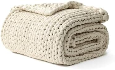 YnM Cotton Weighted Blanket, Handmade Chunky Knitted Design, Soft and Cozy, Temperature Regulating and…