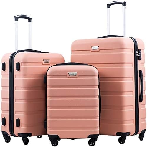 Coolife Luggage 3 Piece Set, Lightweight Durable Hardshell Suitcase set with 360° Spinner Wheels, TSA-approved Lock, Checked…