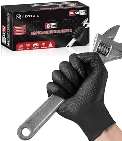 NEOTRIL 8 Mil Heavy Duty Disposable Nitrile Gloves with Diamond Texture Grip Rubber Gloves Latex & Powder Free OEKO-TEX STANDARD…