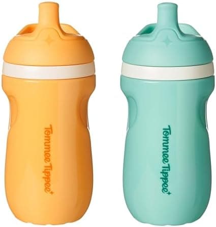 Tommee Tippee Insulated 9oz Sporty Spout Toddler Water Bottle, No Spill, Sippy Cups for Toddlers 1-3, Two-Piece Valve Helps Stop…