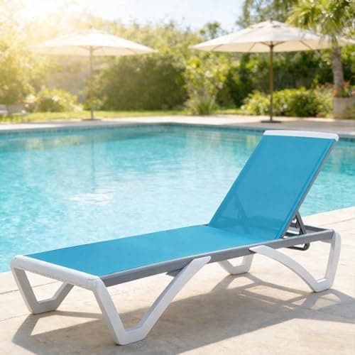 Kozyard Outdoor Chaise Lounge Chair, Fully Flat Adjustable Patio Lounger with Aluminum Frame &…